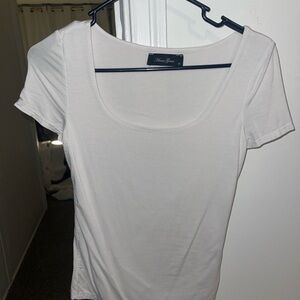 White Scoop Neck Women's Top
